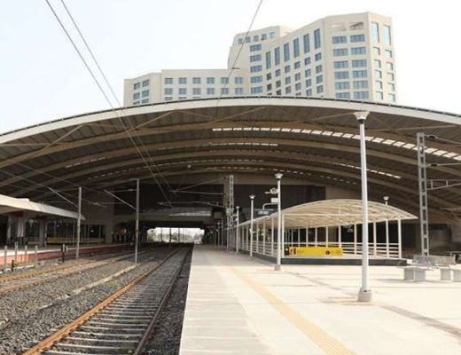 Redeveloped Indian railway station showcasing modern infrastructure